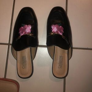 Black Mule with Pink Roses